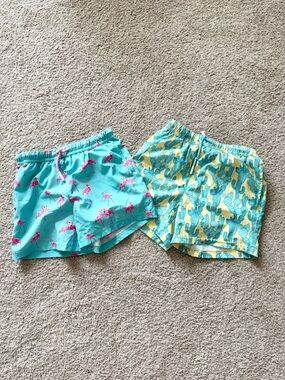 Lot of 2 Boys Maamgic Aqua Flamingo & Cactus Swim Trunks Size 7